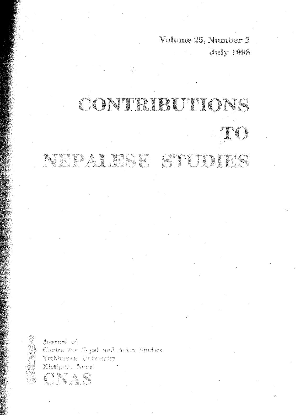 Contributions To Nepalese Studies :Volume25-02